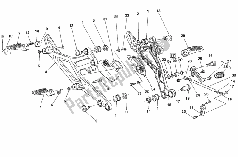 Todas las partes para Reposapiés de Ducati Monster 900 1999