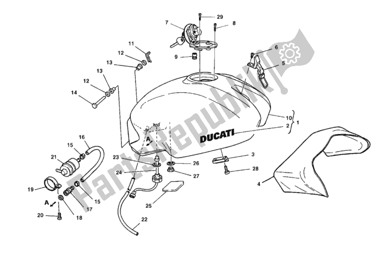 All parts for the Fuel Tank of the Ducati Monster 900 1999