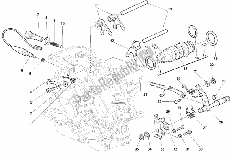 All parts for the Gear Change Mechanism of the Ducati Monster 900 1999