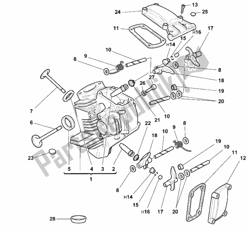 Alle onderdelen voor de Horizontale Cilinderkop van de Ducati Monster 900 1999