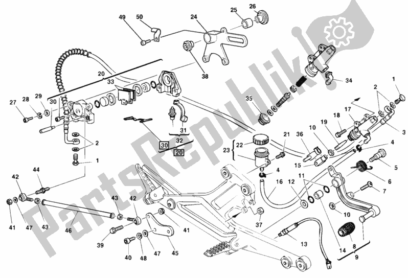 Tutte le parti per il Sistema Frenante Posteriore del Ducati Monster 900 1999