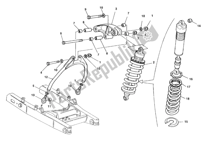 Tutte le parti per il Ammortizzatore Posteriore del Ducati Monster 900 1999