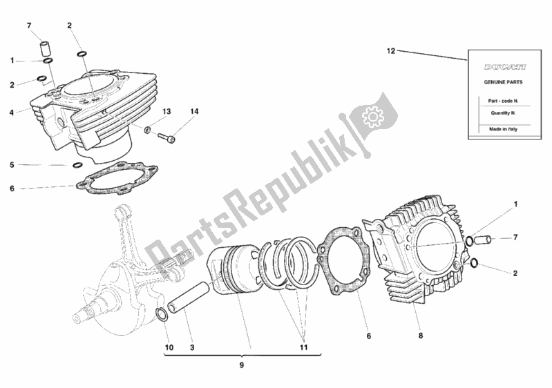 Todas las partes para Cilindro - Pistón de Ducati Monster 900 2000