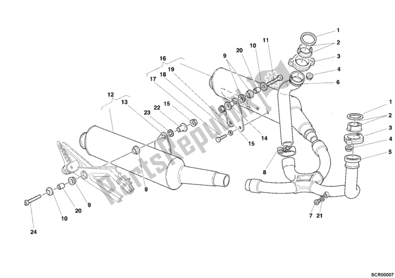 Tutte le parti per il Sistema Di Scarico Usa del Ducati Monster 900 2000