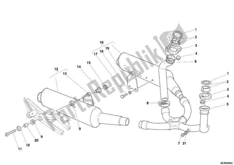 Tutte le parti per il Impianto Di Scarico del Ducati Monster 900 2000