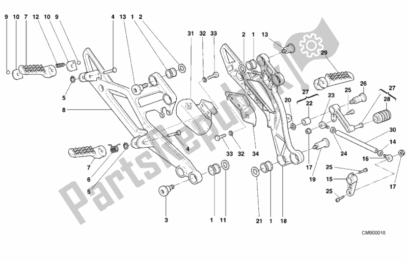 Todas las partes para Reposapiés de Ducati Monster 900 2000