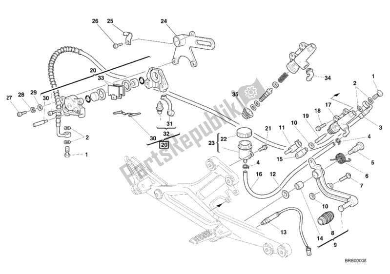 Tutte le parti per il Sistema Frenante Posteriore del Ducati Monster 900 2000
