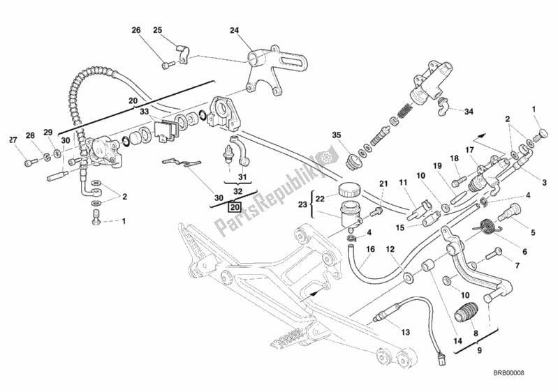 Tutte le parti per il Sistema Frenante Posteriore del Ducati Monster 900 2000