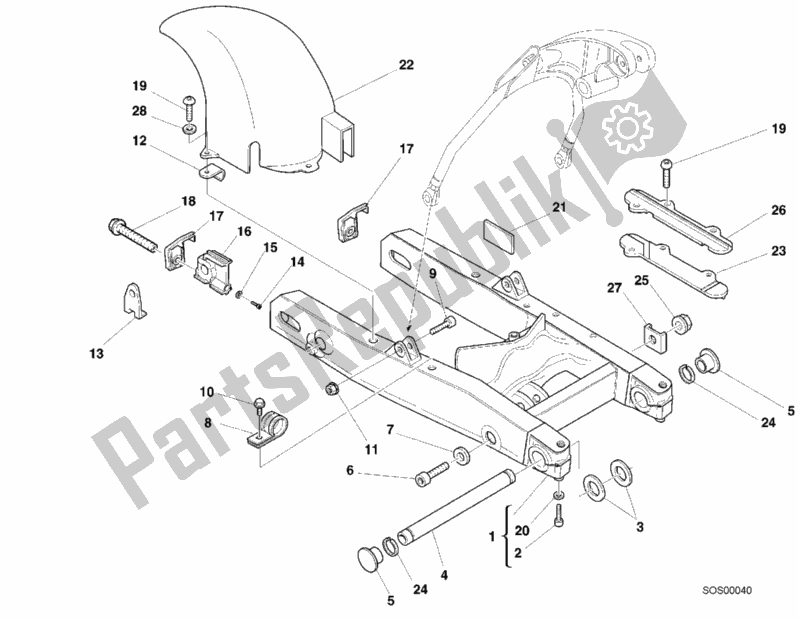 Tutte le parti per il Forcellone del Ducati Monster 900 2000