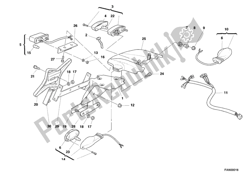 Todas as partes de Luz Traseira Eua do Ducati Monster 900 2000