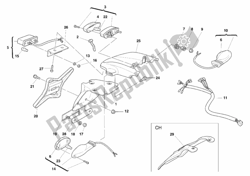 Alle onderdelen voor de Achterlicht van de Ducati Monster 900 2000