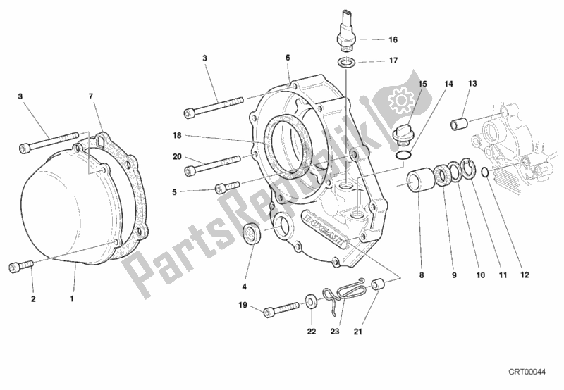 All parts for the Clutch Cover of the Ducati Monster 900 2001