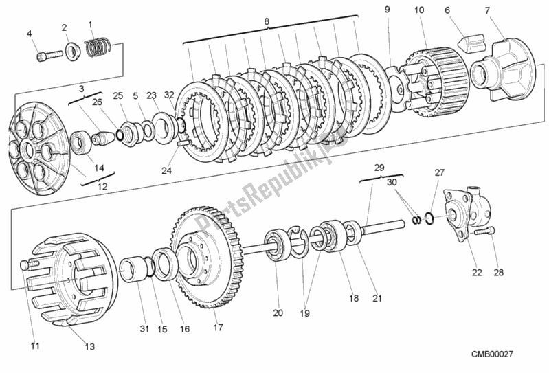 Alle onderdelen voor de Koppeling van de Ducati Monster 900 2001