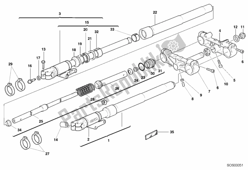 Todas las partes para Tenedor Frontal de Ducati Monster 900 2001