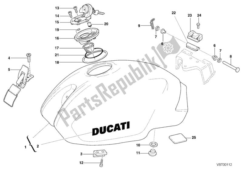 Alle onderdelen voor de Benzinetank van de Ducati Monster 900 2001
