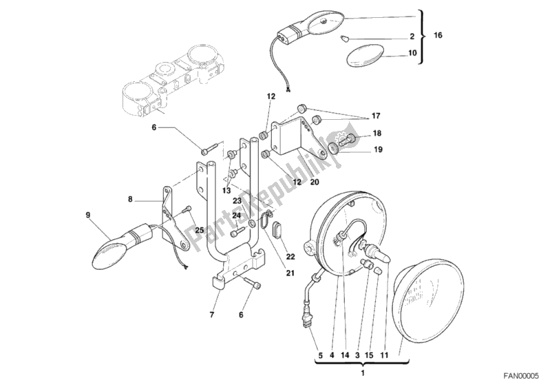 Todas las partes para Faro de Ducati Monster 900 2001