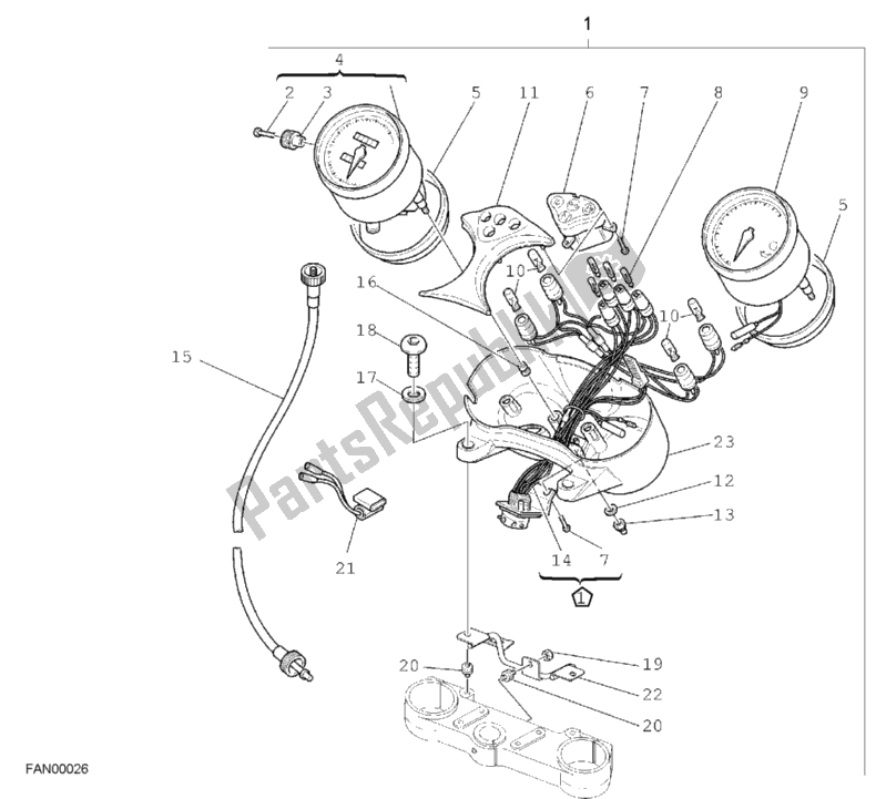 All parts for the Meter of the Ducati Monster 900 2001