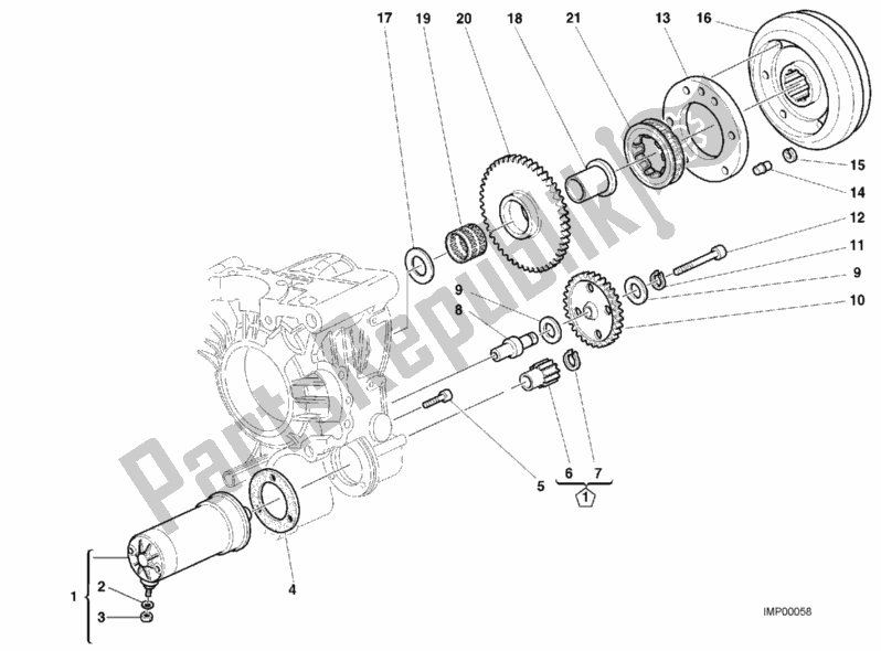 All parts for the Starting Motor of the Ducati Monster 900 2001