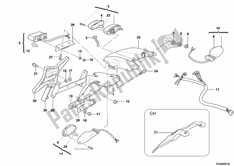 Todas as partes de Luz Traseira do Ducati Monster 900 2001