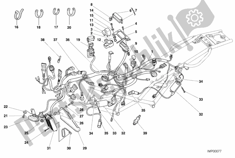 All parts for the Wiring Harness of the Ducati Monster 900 2001