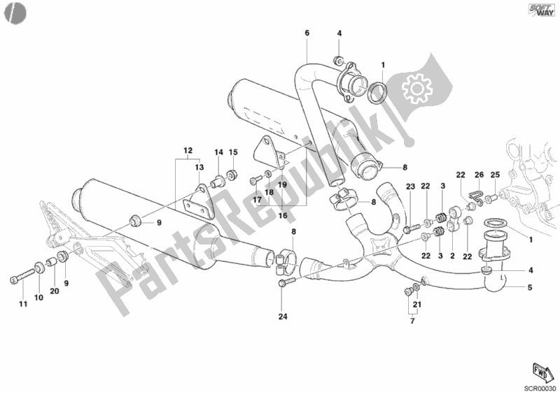 All parts for the Exhaust System of the Ducati Monster 900 2002