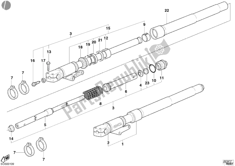 Tutte le parti per il Forcella Anteriore M900dark del Ducati Monster 900 2002