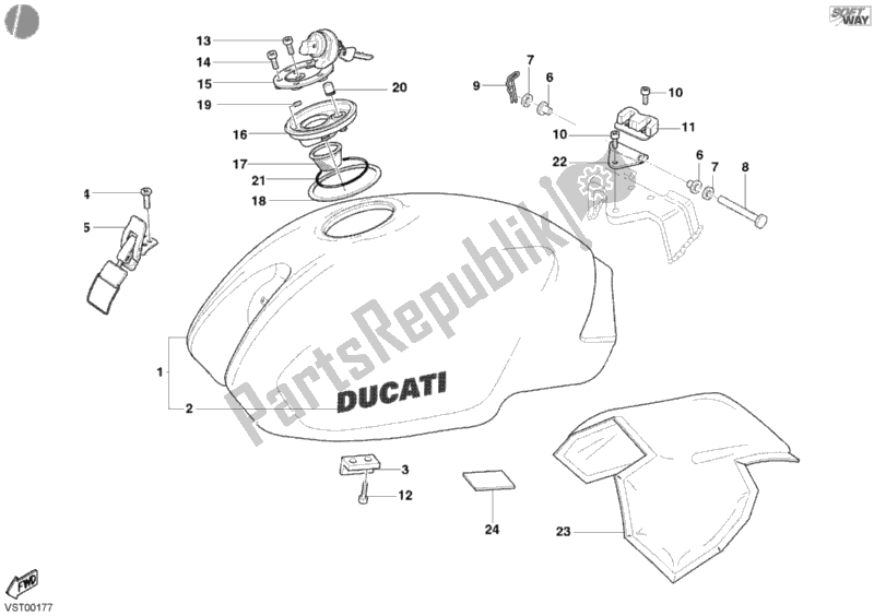Todas las partes para Depósito De Combustible de Ducati Monster 900 2002