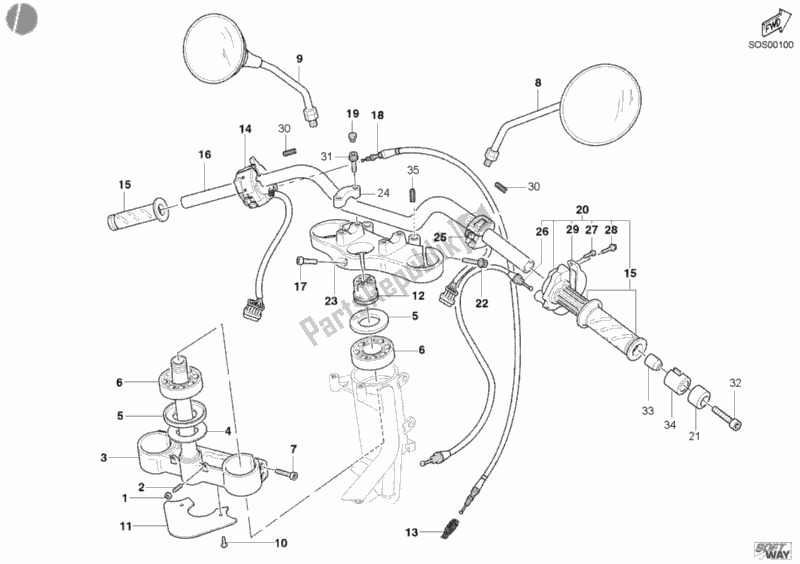 Todas as partes de Guidão do Ducati Monster 900 2002