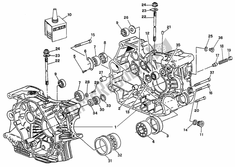 Alle onderdelen voor de Carter van de Ducati Superbike 916 1994