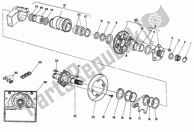 Tutte le parti per il Mozzo, Ruota Posteriore del Ducati Superbike 916 1994