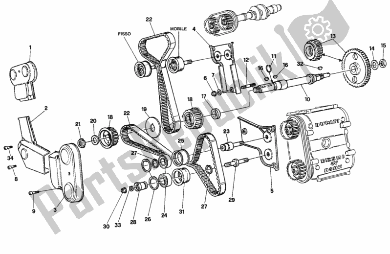 All parts for the Timing Belt of the Ducati Superbike 916 1994