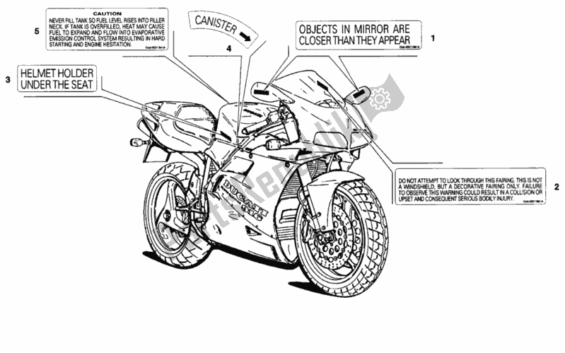 Todas las partes para Etiquetas De Advertencia Ee. De Ducati Superbike 916 1994