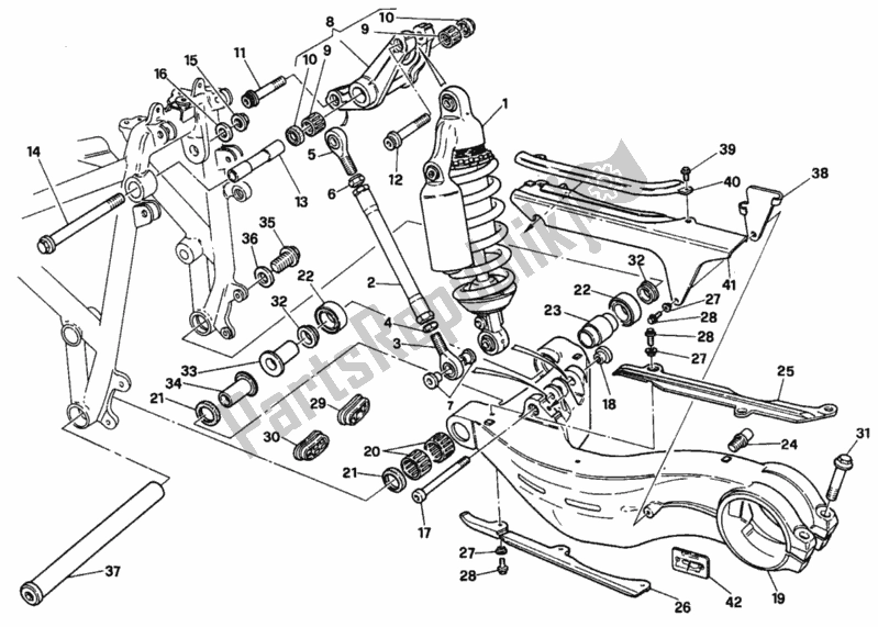 Todas las partes para 030 - Amortiguador Trasero de Ducati Superbike 916 1995