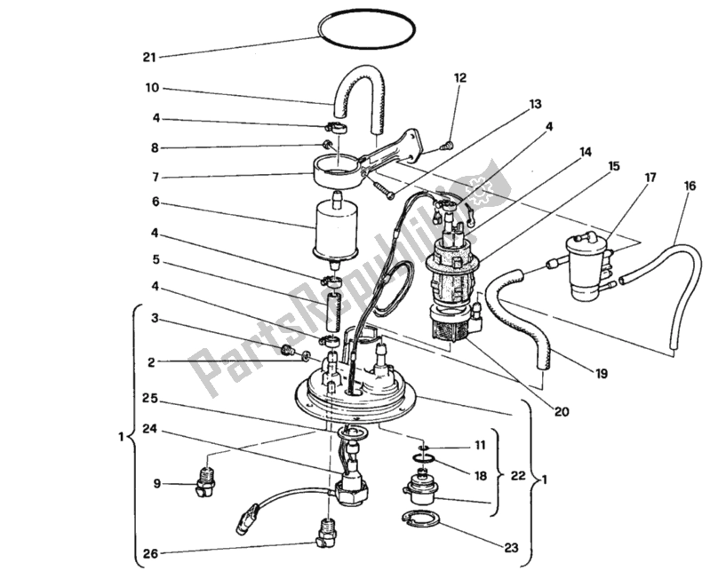 All parts for the Fuel Pump of the Ducati Superbike 916 1995