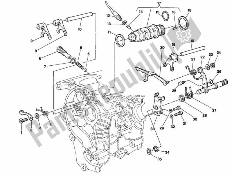 All parts for the Gear Change Mechanism of the Ducati Superbike 916 1995