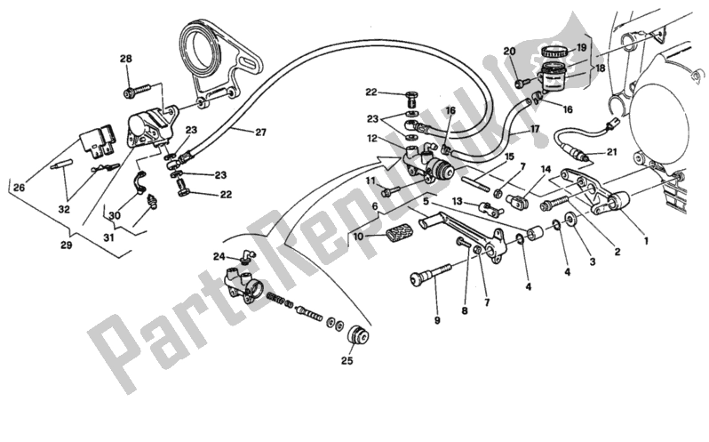 Tutte le parti per il Sistema Frenante Posteriore del Ducati Superbike 916 1995