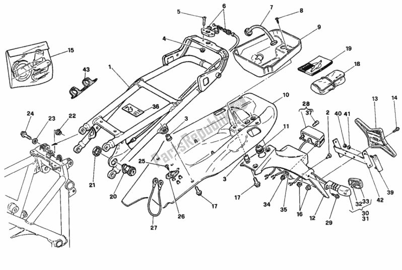 Tutte le parti per il Telaio Posteriore Sp del Ducati Superbike 916 1995