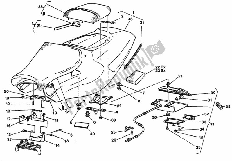 Tutte le parti per il Sedile Biposto del Ducati Superbike 916 1995