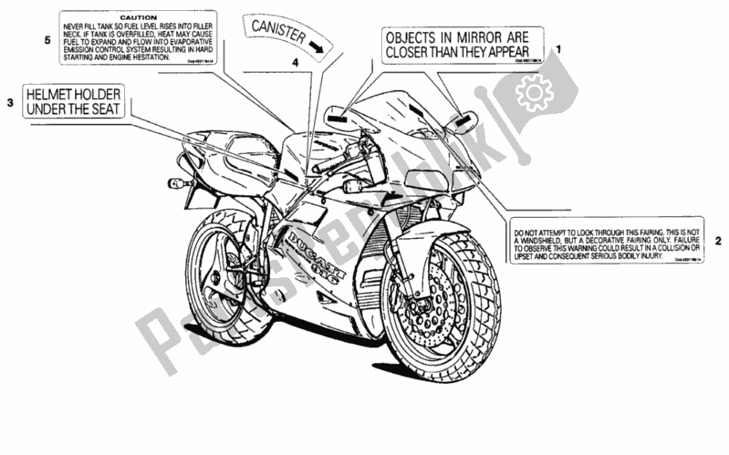 Todas las partes para Etiquetas De Advertencia Ee. De Ducati Superbike 916 1995