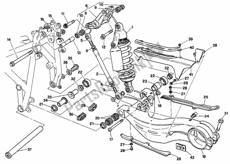 Alle onderdelen voor de 030 - Schokdemper Achter van de Ducati Superbike 916 1996