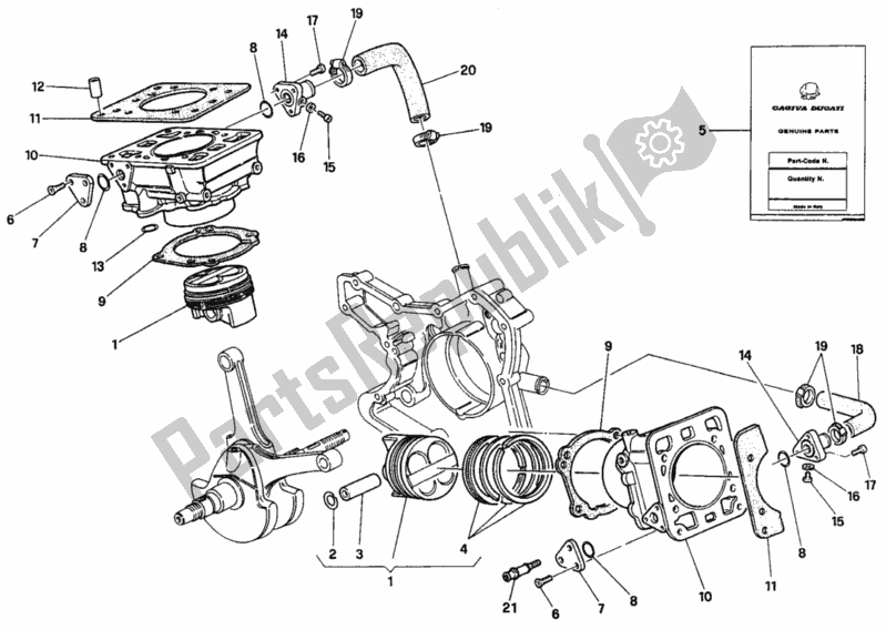 Tutte le parti per il Cilindro - Pistone del Ducati Superbike 916 1996