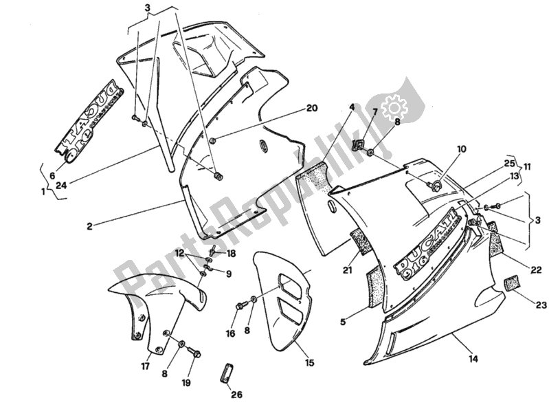 Tutte le parti per il Carenatura del Ducati Superbike 916 1996