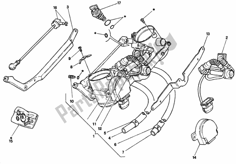 Alle onderdelen voor de Gasklephuis van de Ducati Superbike 916 1996