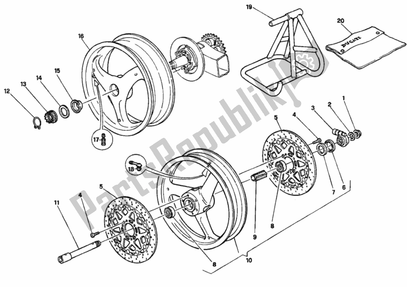 Tutte le parti per il Ruote del Ducati Superbike 916 1996