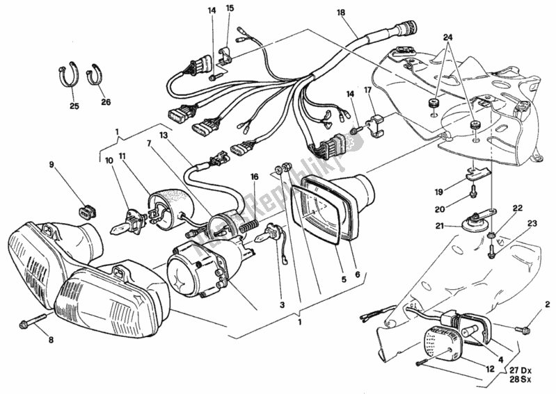 Tutte le parti per il Faro del Ducati Superbike 916 1997