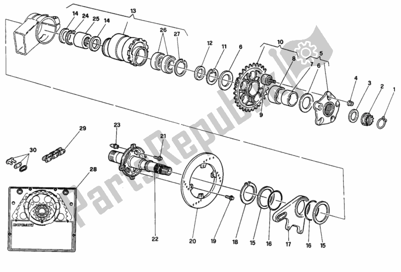 Tutte le parti per il Mozzo, Ruota Posteriore del Ducati Superbike 916 1997