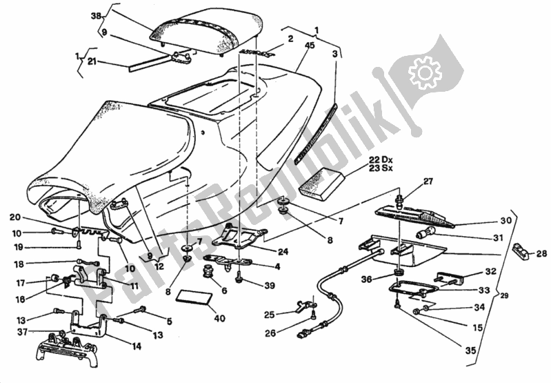 Tutte le parti per il Sedile Biposto del Ducati Superbike 916 1997