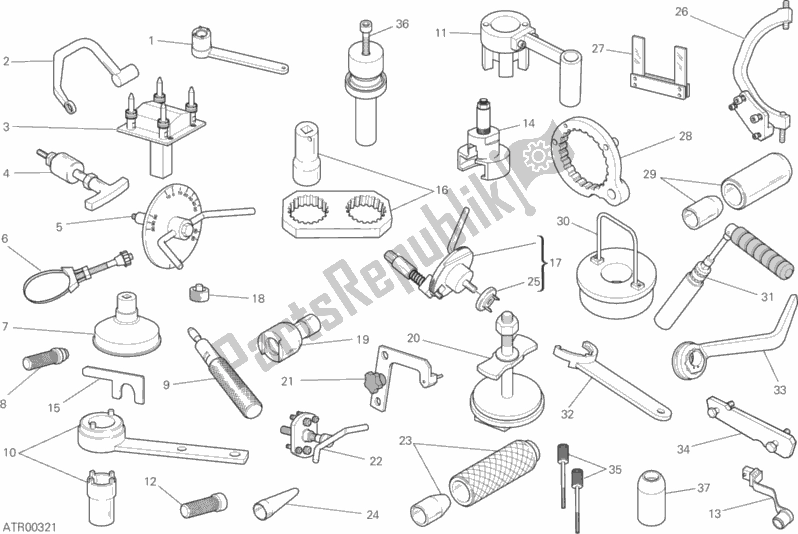 Todas las partes para 001 - Herramientas De Servicio De Taller de Ducati Multistrada 950 2017