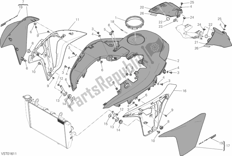 Todas las partes para 34a - Carenado de Ducati Multistrada 950 2017