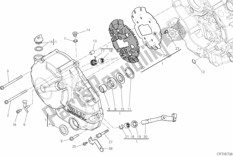 Alle onderdelen voor de Koppelingsdeksel van de Ducati Multistrada 950 2017